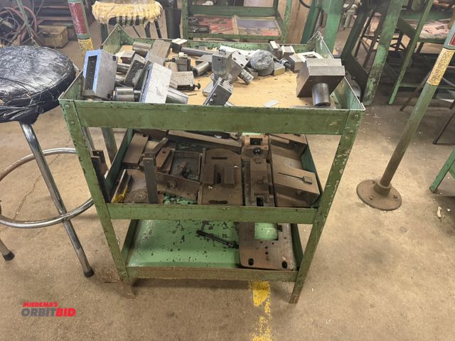 Lot 1-18727 - (1) 24.5" width x 31" height x 18" depth, 3-tier steel cart with assorted steel contents, including ...