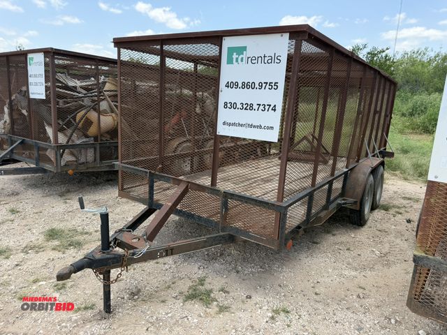 Lot 1-9479 - Assembled Tandem Axle Trash Trailer tandem axle, 16' long x 77" wide, steel mesh enclosures, wood fl...