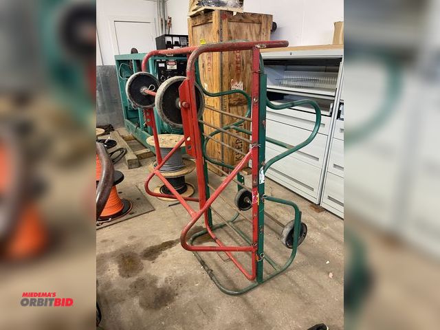 Lot 1-6134 - (1) Greenlee 911 wire cart, and (1) E225 wire cart, appears to be missing spool holders.