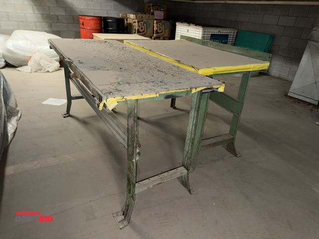 Lot 1-17059 - (2) metal shop tables, 6' x 29", and 52" x 30".