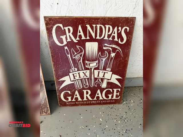 Lot 1-8166 - (1) 12" x 16" collectible reproduction tin garage sign.