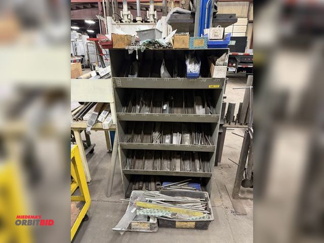 Lot 1-15230 - (1) metal rack, 36" wide x 18" deep x 60" tall, with contents of assorted ejector pins.