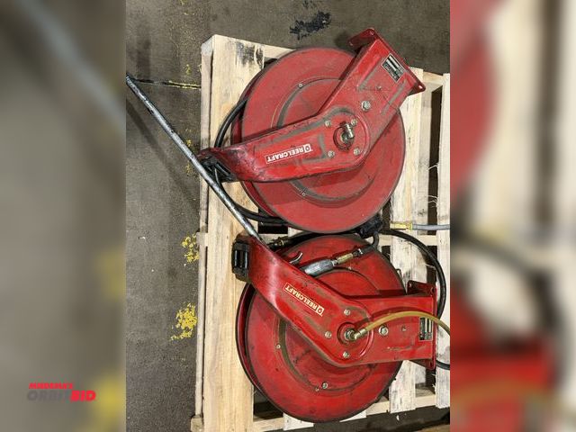 Lot 1-5306 - (2) Reelcraft, model 2Z864B, retractable air hose reels, includes 24" air nozzle.