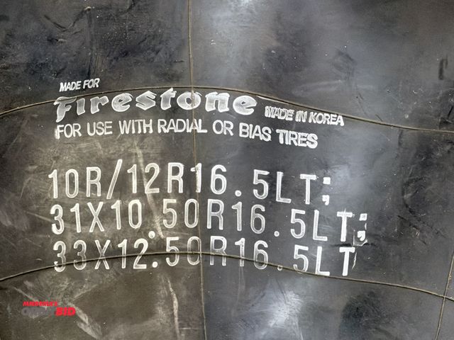 Lot 1-1203 - Lot of (2) Firestone 10R/12R16.5LT;31X10 50R16.5LT;33X12.50R16.5LT inner tubes for use with radial o...