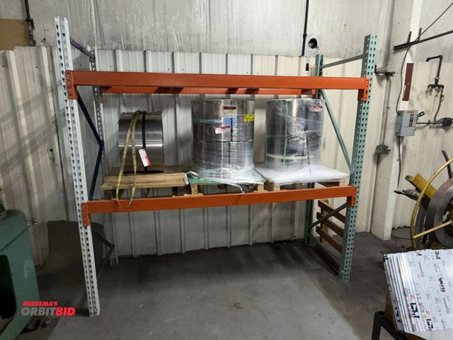 Lot 1-18759 - (1) section of Teardrop style pallet racking, includes (2) 36" wide x 8' tall uprights, (4) 8' cross...