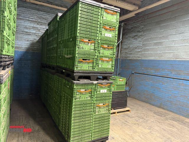 Lot 1-17536 - Lot of approx. (248) Cleverbox 23" x 7" x 16" collapsible plastic totes, some filled with Styrofoam ...