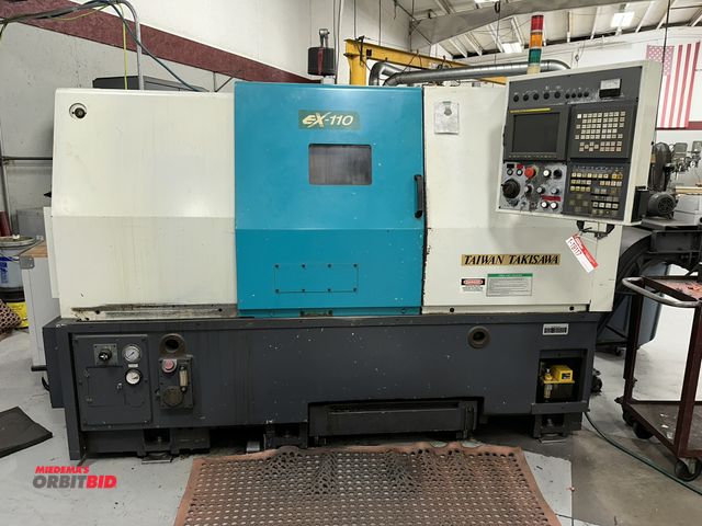 Lot 1-19117 - (1) 2000 Takisawa, model EX-110, CNC turning center, 15" swing, 28" distance between centers, 3" dia...