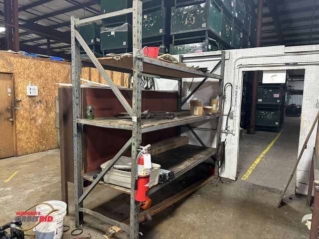 Lot 1-14422 - Set of slotted type racking, consisting of (2) 36" width x 96" uprights, and (6) 96" medium duty bea...