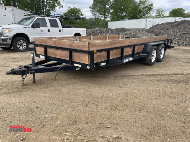 Lot 1-19706 - 2018 Sure-Trac ST8218TAT-B-070 Equipment Trailer tandem axle equipment trailer, 84" x 18' wood load ...