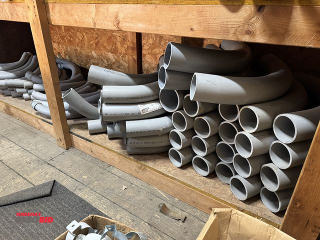 Lot 1-4284 - Large lot of assorted PVC sweeps, Schedule 40, 3", 2.5", 2", 1.5", and more, winning bidder responsi...