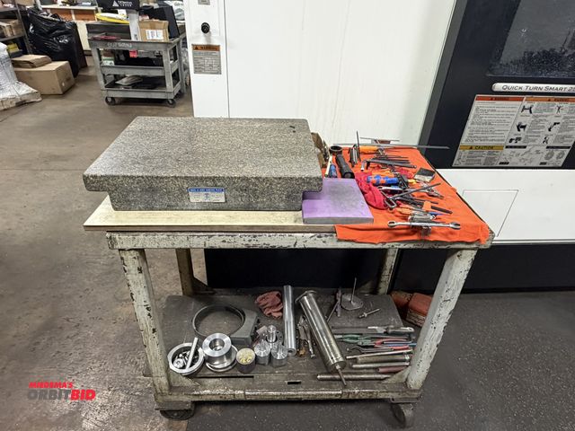 Lot 1-12448 - (1) 40" length x 35" height x 21" depth, heavy duty steel cart with contents, including (1) Rock of ...