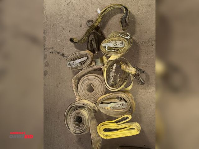 Lot 1-18217 - Large lot of assorted ratchet straps and tow straps.