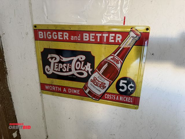 Lot 1-8167 - (1) 17" x 12" reproduction tin Pepsi Cola sign.