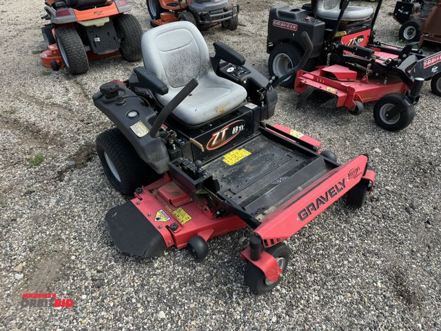 Lot 1-6524 - (1) Gravely ZT48XL zero turn mower with 48" deck, 59.1 hours showing, for parts or repair, missing a...