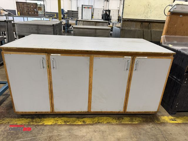 Lot 1-5141 - (1) 72" width x 36" height x 36" depth wood cabinet with 4 lower doors, 1 side with 2 adjustable hei...
