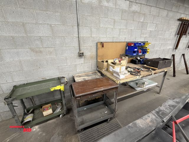 Lot 1-17230 - Lot of assorted items, includes (1) 30" length x 31" height x 16" depth, 2-tier steel cart, (1) 30" ...