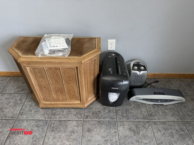 Lot 1-19593 - (1) Air Care portable air conditioning unit, (1) Fellowes paper shredder with 9" slot, (1) small per...