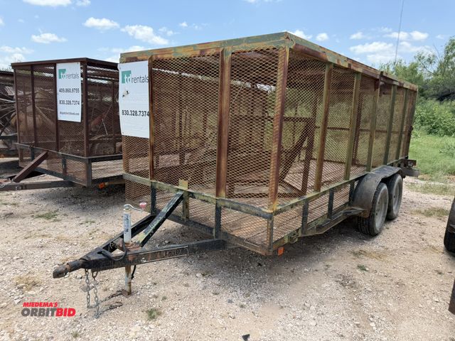 Lot 1-9478 - Assembled Tandem Axle Trash Trailer 16' long x 77" wide, deck bed with steel mesh enclosures, rear s...