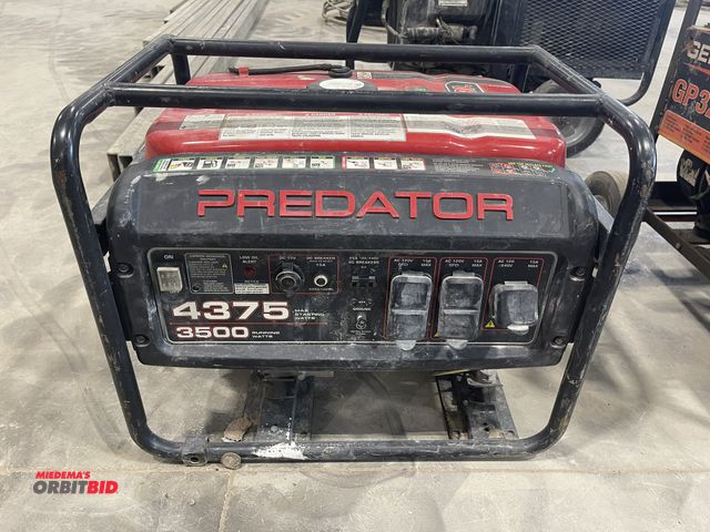 Lot 1-18829 - (1) Predator 4375 gas generator, 120/240V, 3500 running watts, up to 16 hour run time, 212cc gas eng...