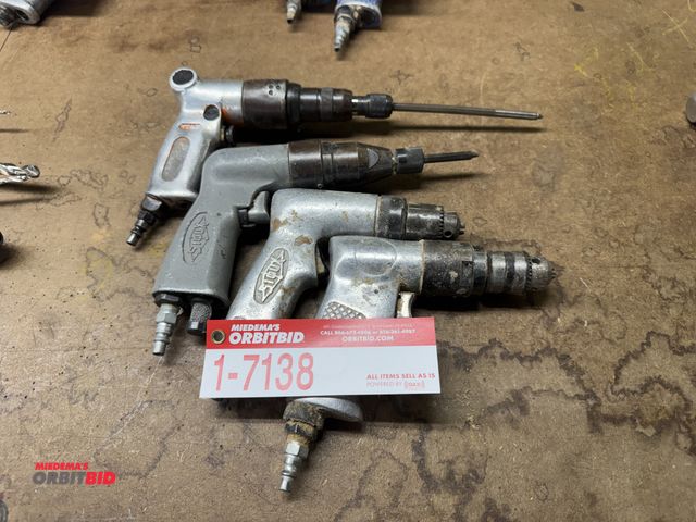Lot 1-7138 - (4) Sioux Pneumatic Drills, (2) Drill/Drivers, (2) Hex Drivers