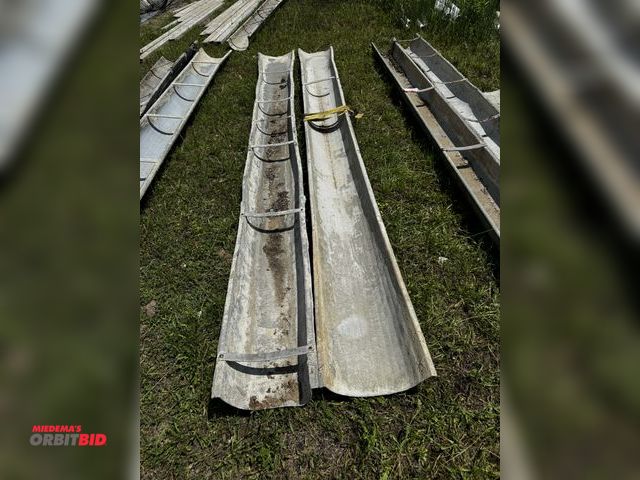 Lot 1-14280 - Lot of (2) aluminum concrete chutes, 16' x 15" wide and 16' x 18" wide.