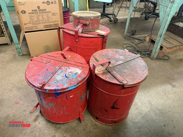 Lot 1-18790 - Lot including (2) Just Rite 10-gallon capacity oily waste rag cans, (1) approx. 15-gallon capacity o...