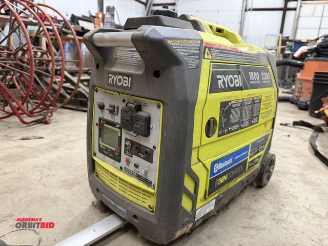 Lot 1-1384 - (1) Ryobi, item #RYi2322VNM, portable 1800 running/2300 starting watt generator with Bluetooth wirel...