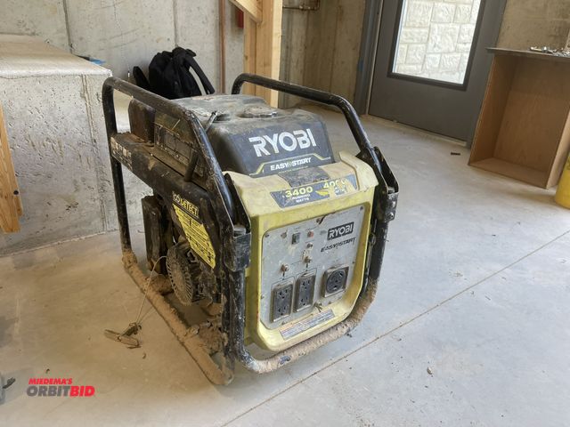 Lot 1-18750 - (1) Ryobi Easy Start 4000 watt generator, 120/240V gas engine, runs and operates, missing wheels.