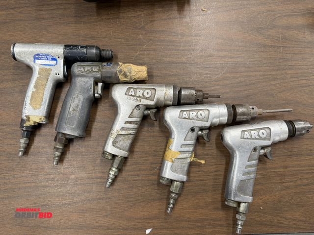 Lot 1-16853 - Lot of (5) assorted pneumatic ARO drills.