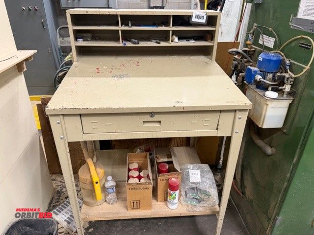 Lot 1-16935 - (1) 34" wide x 30" deep foreman's desk, with contents, winning bidder responsible for proper removal...