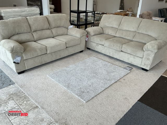 Lot 1-17186 - Signature Design by Ashley sofa set, each piece measures approximately 39”Hx79”Wx37”D. Includes area...