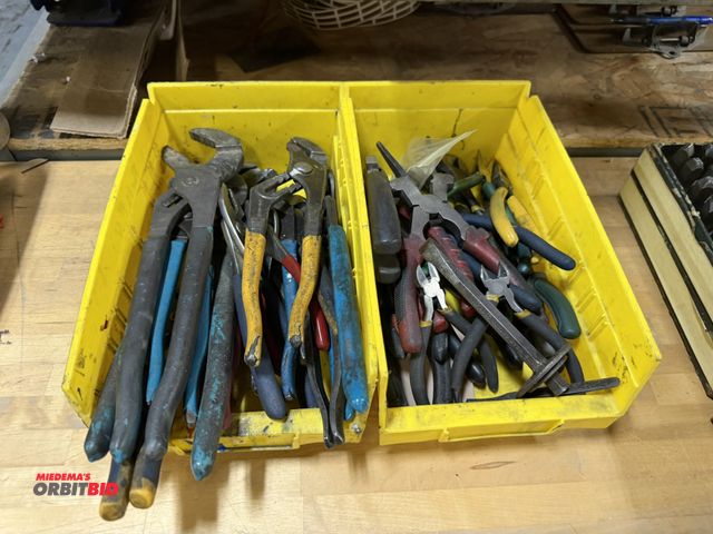 Lot 1-18849 - Large lot of assorted channel locks pliers, needle nose pliers, side cutters, and more.