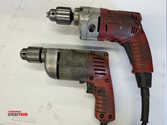 Lot 1-6210 - (1) Milwaukee, Cat #D222-1, 0-1000 RPM, 120V, 0-3/8" capacity drill, and (1) Milwaukee, Cat #0234-1,...