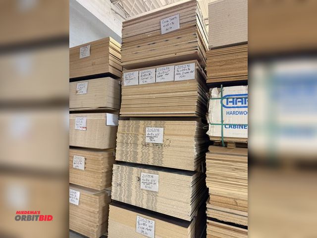 Lot 1-17668 - (5) bundles of assorted 4 x 8 sheets of wood, various species and thicknesses, quantity and species ...