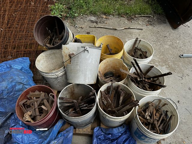 Lot 1-14298 - Large lot of assorted form grips, bottle jack, pins, C-clamps, braces, and much more.