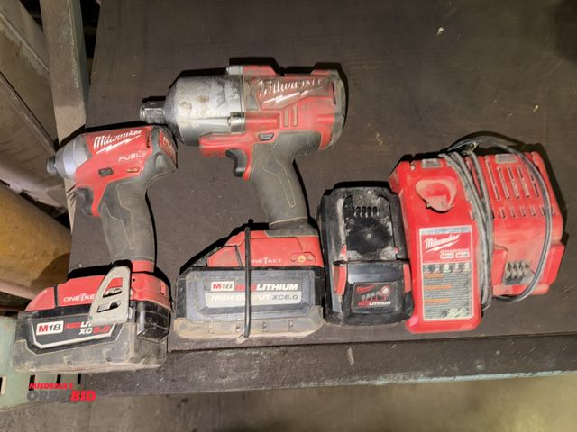 Lot 1-18211 - Lot including (1) Milwaukee, Cat #2864-29, 3/4" square ring, 18V rechargeable impact wrench, (1) Mil...