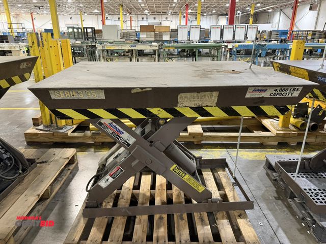 Lot 1-5390 - (1) Autoquip, model 36S40, Series 35, 4000 lb. capacity hydraulic, heavy duty scissor type lift tabl...