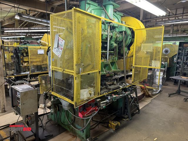 Lot 1-18639 - (1) Bliss, #105, 45-ton capacity press with 3" stroke, variable speed stroke per minute, 9" shut hei...