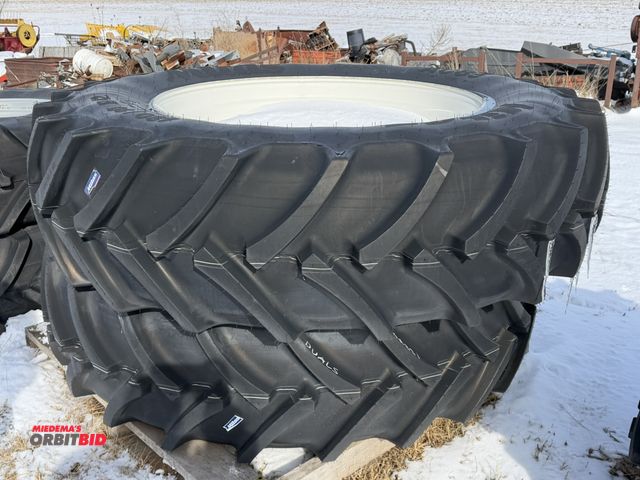 Lot 1-11612 - (1) set of Mitas 480/80R42 tires on 8-bolt rims, tires and rims are brand new. Removed from a New Ho...
