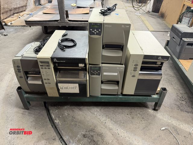 Lot 1-17553 - Lot of 5 Zebra label printers, includes (1) Zebra Stripe label printer, (1) Zebra 170Xi III, (2) Zeb...