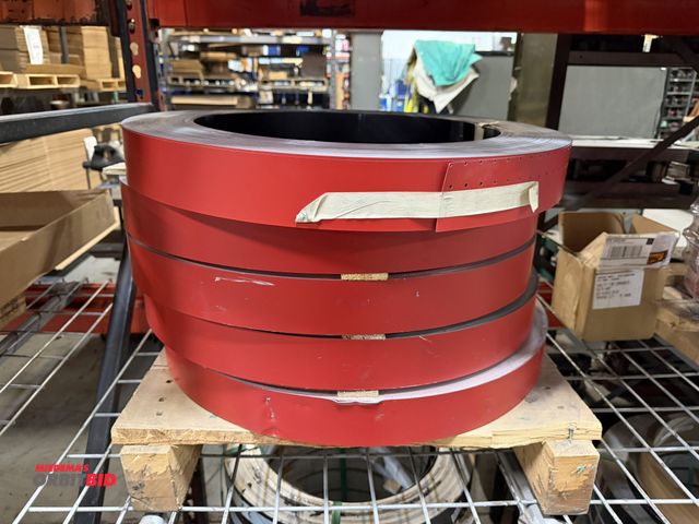 Lot 1-18676 - Lot of (5) coils of 2.5" x .016" PPR, pre painted red anodized aluminum coils.