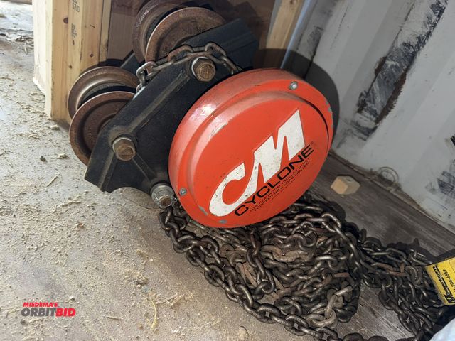 Lot 1-2993 - (1) CM Cyclone manual 1-ton chain fall with beam trolley.