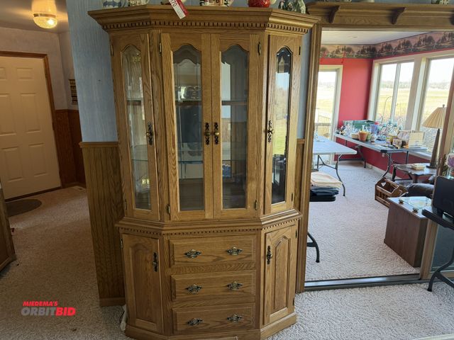 Lot 1-19171 - (1) lighted wood and glass cabinet, approx. 48" wide x 81" tall.