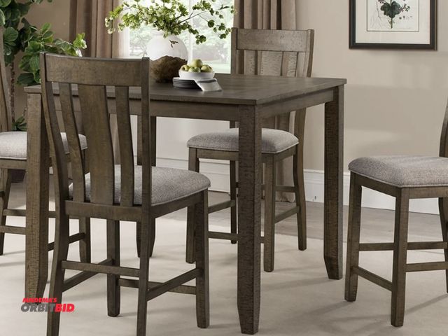 Lot 1-17248 - Everett Brown pub table with (4) chairs. Stock photo is for reference. Actual table is brand new in ...