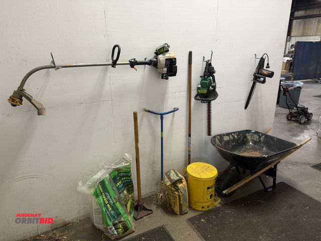 Lot 1-15285 - (1) Ryobi 15" string trimmer, (1) Weed Eater, model GHT22, gas powered hedge trimmer, (1) Remington ...