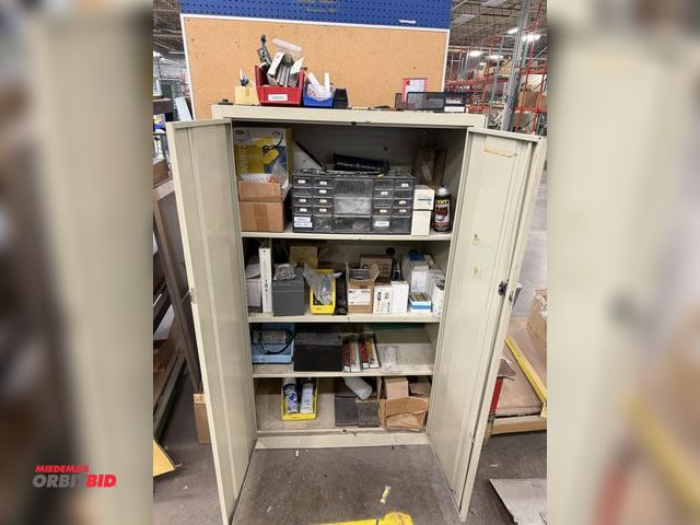 Lot 1-17530 - (1) 2-door metal cabinet, 36" wide x 24" deep x 60" tall with contents of assorted drill driving bit...