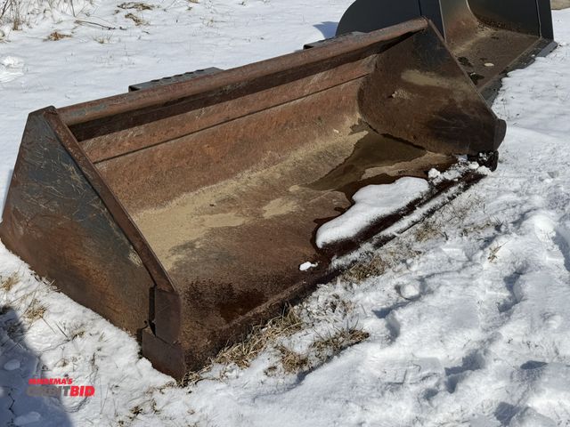 Lot 1-11563 - (1) 72" wide skid steer bucket with welded on cutting edge, bucket sides will need to be repaired/re...