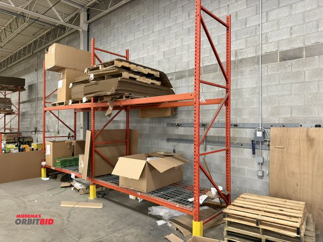 Lot 1-17295 - Lot of Teardrop style pallet racking, contents not included, consists of (3) 42" depth x 12' height ...