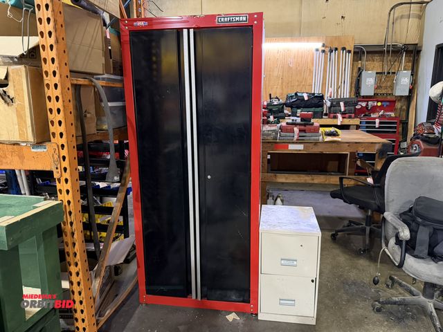 Lot 1-18539 - (1) Craftsman 32" width x 72" height x 18" depth, 2-door steel cabinet with contents, including vari...