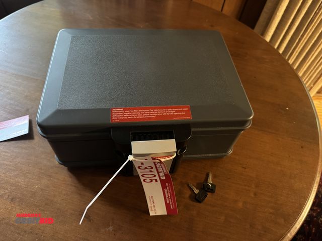 Lot 1-3105 - (1) First alert safe with keys, 13 - 1/2" wide x 9 -1/2" long x 3" deep